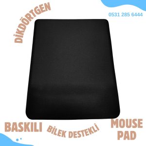Dikdörtgen Bilek Destekli Siyah Mouse Pad Toptan Satış