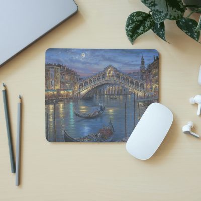 Venedik Gecesi Rialto Köprüsü Manzaralı Mouse Pad – Uygun Fiyatlı Kaymaz Ofis Matı